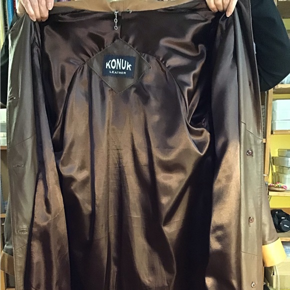 KONUK Genuine Leather Coat, full length, buttery soft, Leather, coat brown - Picture 6 of 16